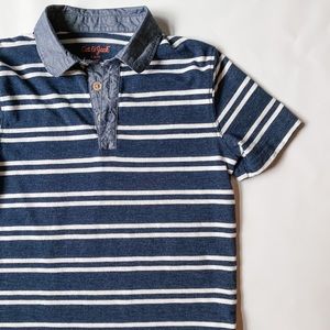 Polo Style Navy Stripe Shirt Size Small